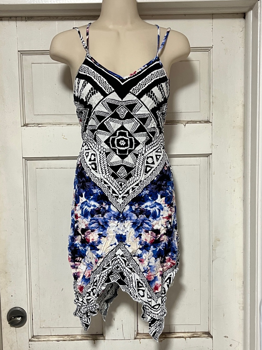 Tribal Print Hanky Hem Dress XS